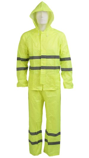 Rain Rubberised Suit Lime Reflective