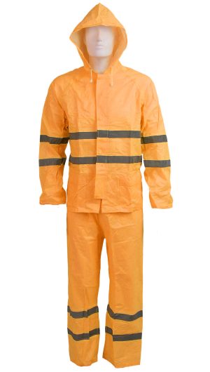 Rain Rubberised Suit Orange Reflective